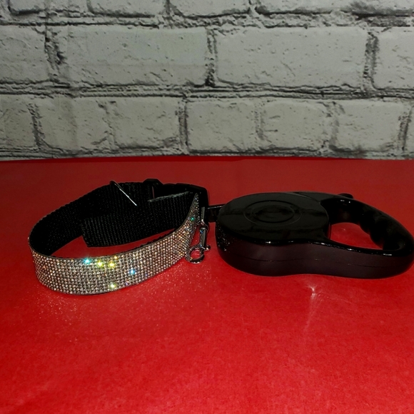 Hand Crafted Other - DOG Collar Cute Righnstones Pet Collar with Leash